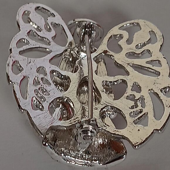 Vintage Monet Angel Brooch Rhinestone Silver Tone Pin - Picture 8 of 11